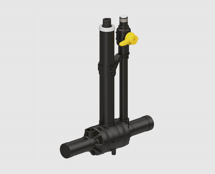 Magnus PE Ball Valve with Stem Extension and One Purge Point