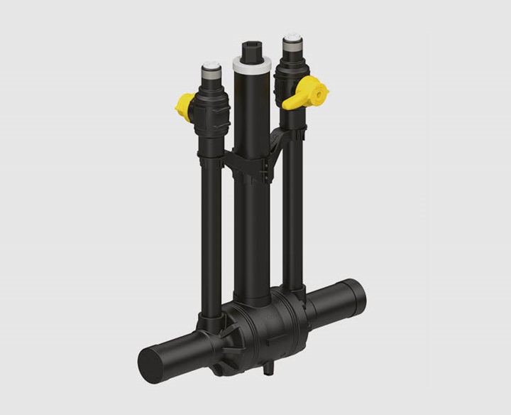 Magnus PE Ball Valve with Stem Extension and Two Purge Points